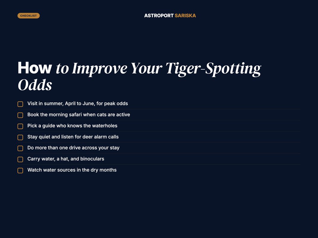 Checklist of practical tips to improve your odds of spotting a tiger