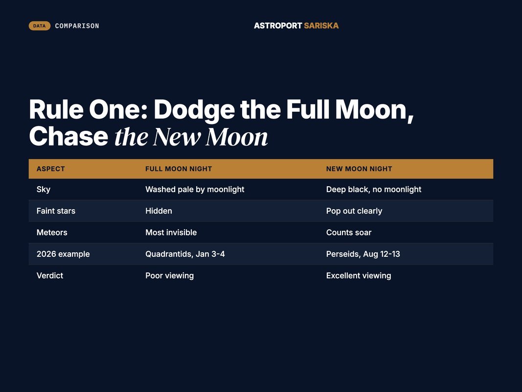 New moon versus full moon stargazing sky comparison chart