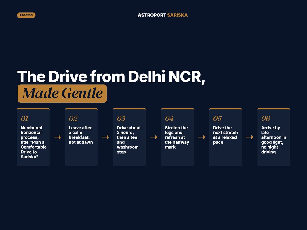 Numbered process for planning a comfortable senior drive to Sariska