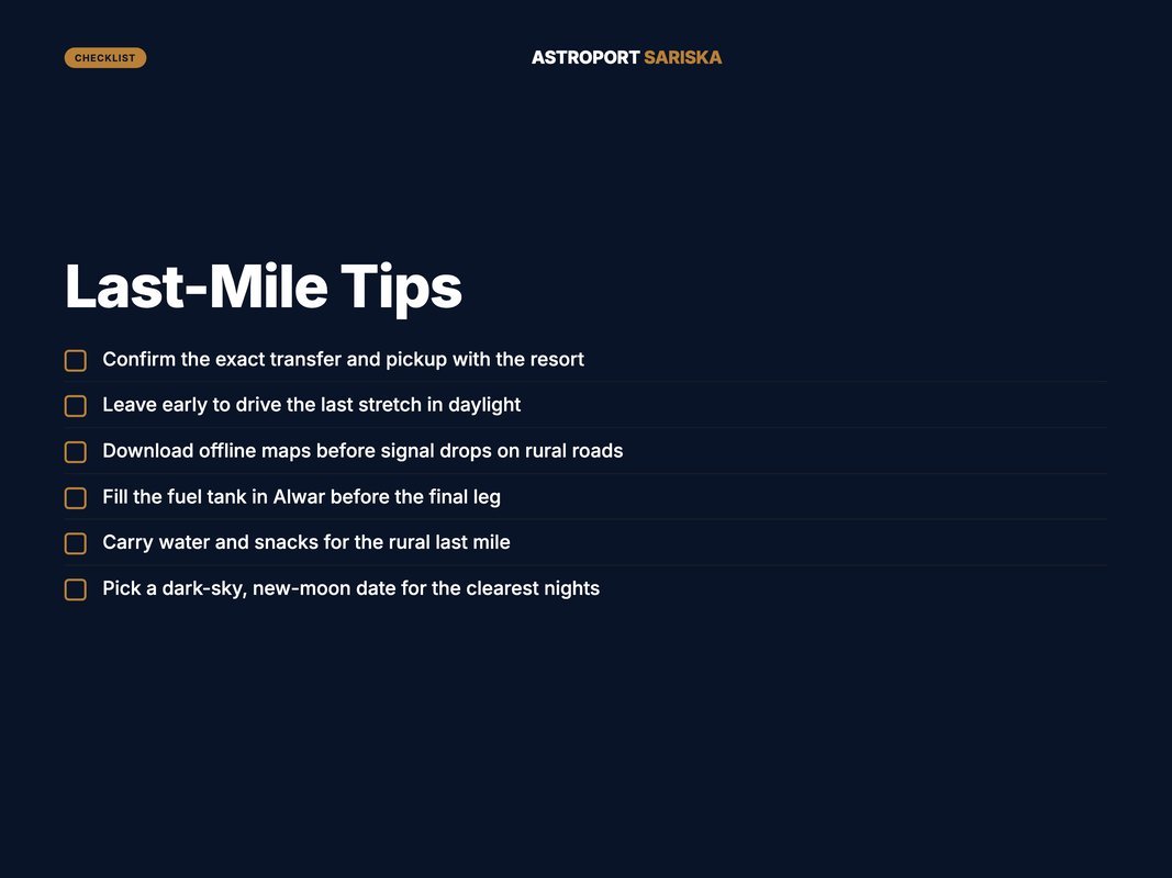 Checklist of what to confirm before you set off for Astroport Sariska