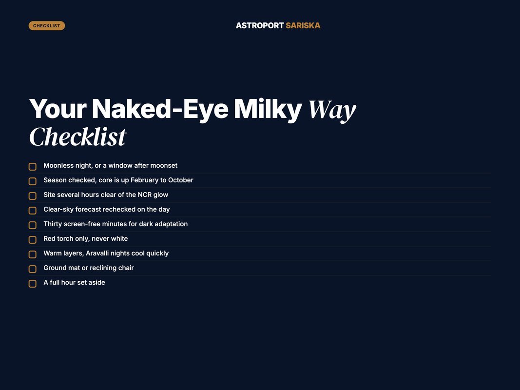 Checklist for seeing the Milky Way with the naked eye near Delhi