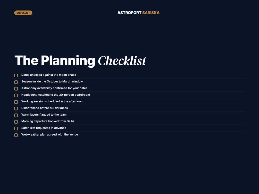 Planning checklist for a corporate stargazing offsite