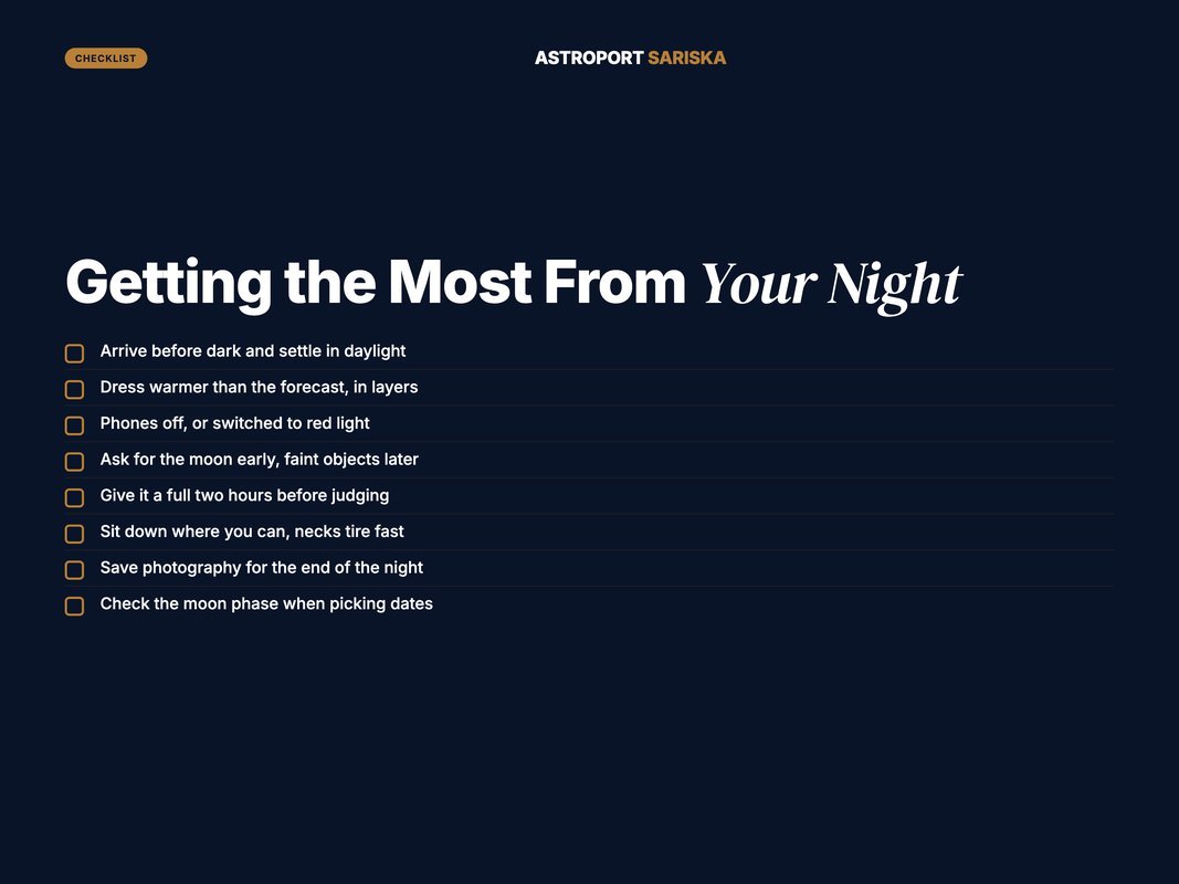 Checklist for getting the most from a stargazing session