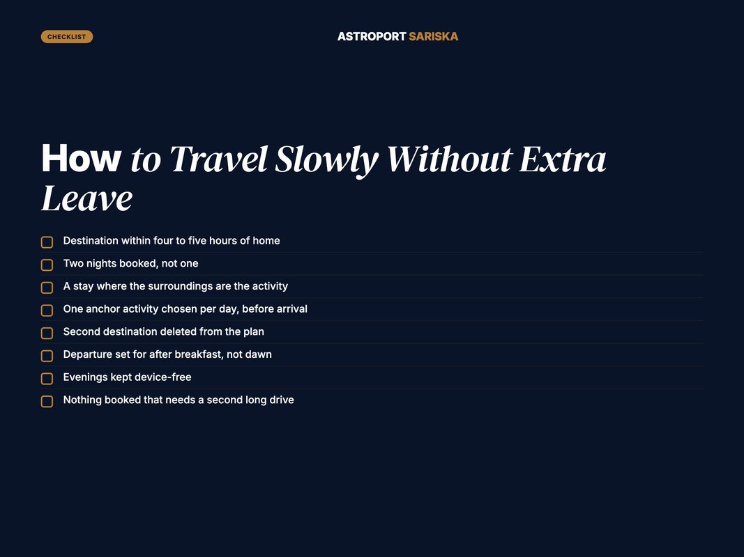 Checklist for planning a slower weekend without taking extra leave